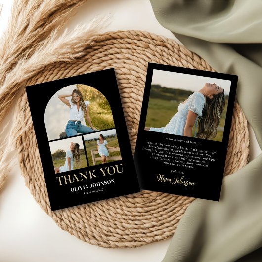 ミニマエレガントリストシンプルの卒業式4 Photo サンキューカード