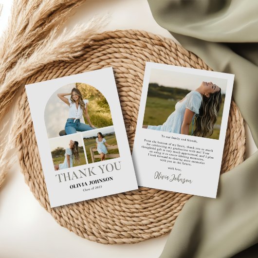 ミニマエレガントリストシンプルの卒業式4 Photo サンキューカード