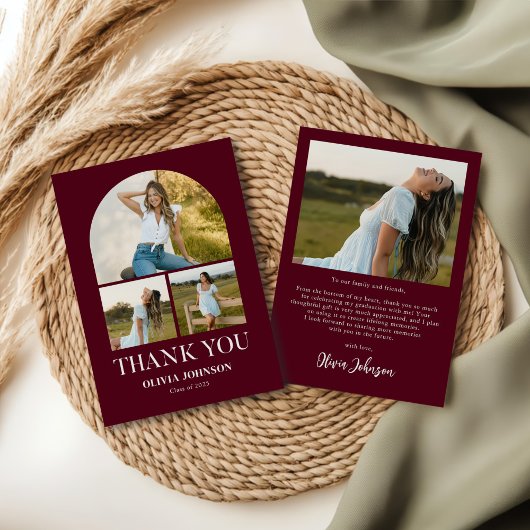 ミニマエレガントリストシンプルの卒業式4 Photo サンキューカード