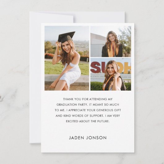 ミニマエレガントリストシンプルの卒業式4 Photo サンキューカード (裏面)