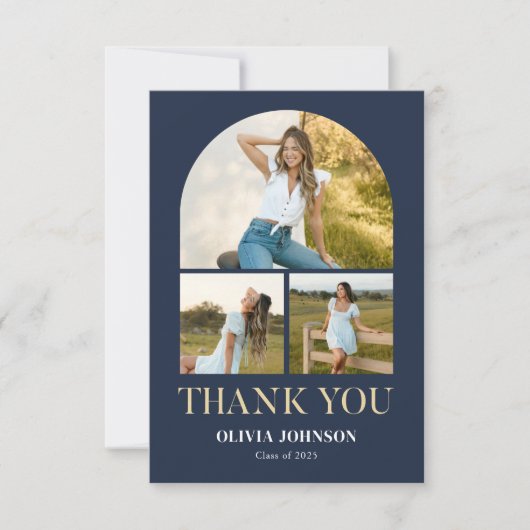 ミニマエレガントリストシンプルの卒業式4 Photo サンキューカード (正面)
