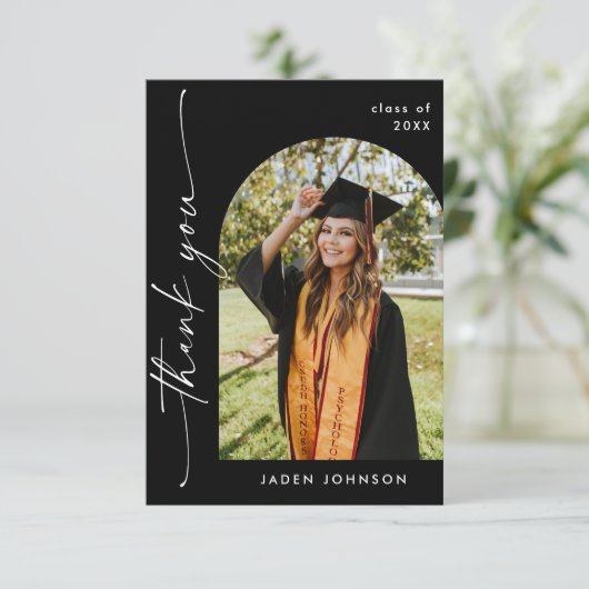 ミニマエレガントリストシンプルの卒業式4 Photo サンキューカード (スタンド正面)