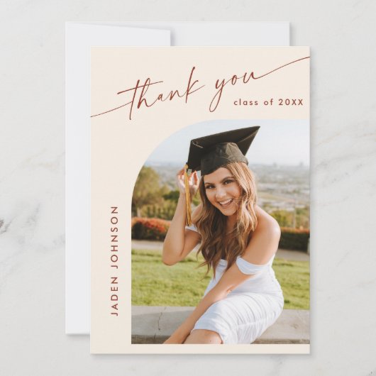 ミニマエレガントリストシンプルの卒業式5写真 サンキューカード (正面)