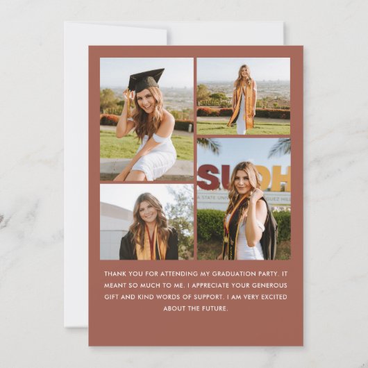 ミニマエレガントリストシンプルの卒業式5写真 サンキューカード (裏面)