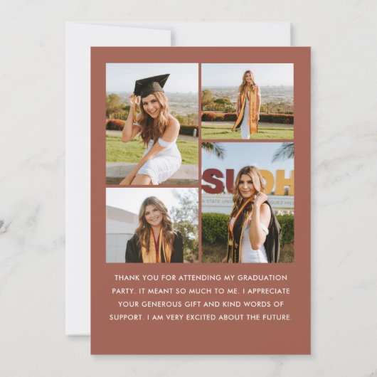 ミニマエレガントリストシンプルの卒業式5写真 サンキューカード (裏面)