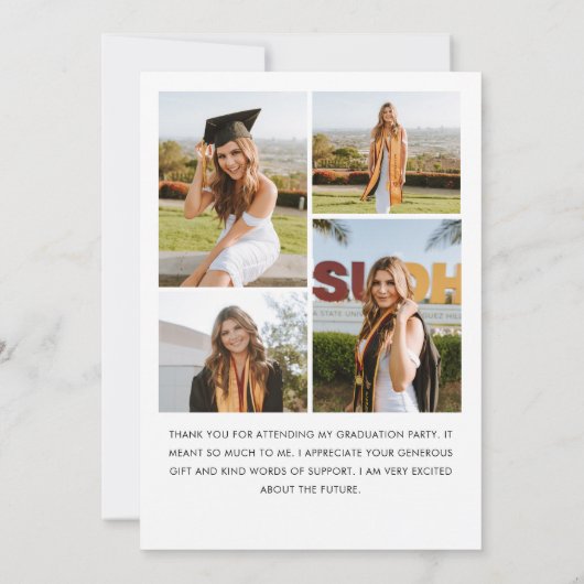 ミニマエレガントリストシンプルの卒業式5写真 サンキューカード (裏面)