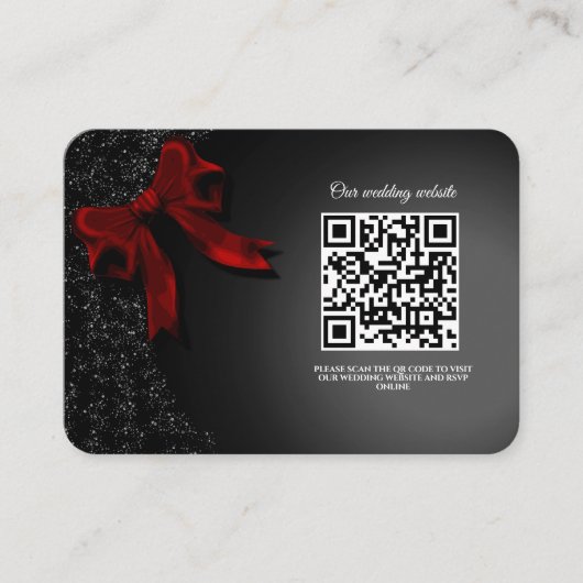 ミニマエレガントリストシンプルクラシックレッドボウ結婚ズ エンクロージャーカード (正面)