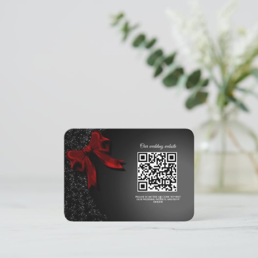 ミニマエレガントリストシンプルクラシックレッドボウ結婚ズ エンクロージャーカード (スタンド正面)