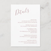 ミニマエレガントリストシンプルピンクダスティバラ結婚ズ エンクロージャーカード (正面)