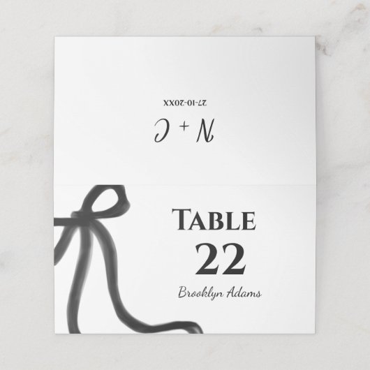 ミニマエレガントリストシンプルブラックボウ プレイスカード (外部開封)