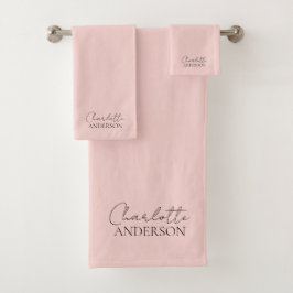 ミニマエレガントリストシンプル赤面ピンク バスタオルセット