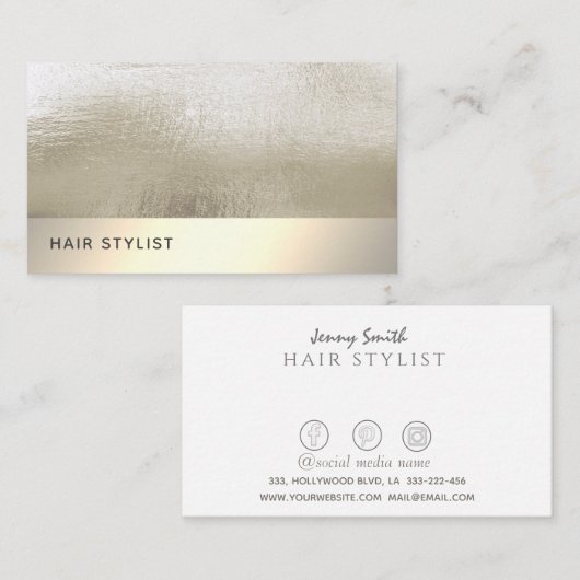 ミニマエレガントリストシンプル高級金ゴールド箔 名刺 (正面/裏面)