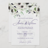 ミニマエレガントリストシンプル,クラシックエレガント，黒 招待状 (正面/裏面)