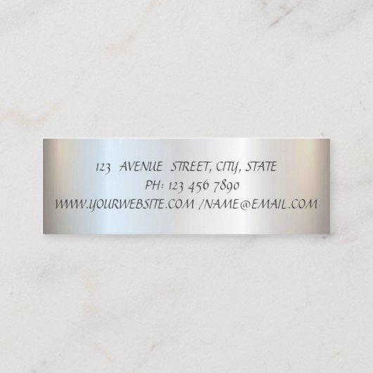 ミニマエレガントリストシンプル、銀グリッターライン スキニー名刺 (裏面)