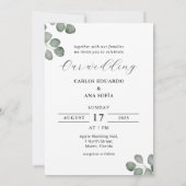 ミニマエレガントリストスペインのバイリン結婚ガル 招待状 (裏面)