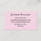 ミニマエレガントリストタイポグラフィキャンドルメーカーピンク 名刺 (裏面)