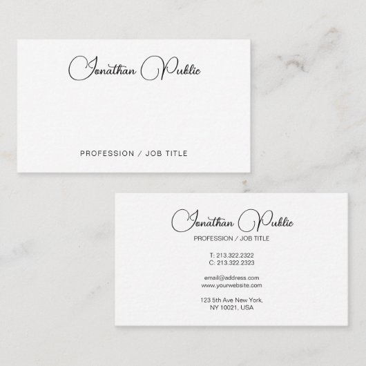 ミニマエレガントリストタイポグラフィテンプレートモダン 名刺 (正面/裏面)