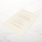 ミニマエレガントリストタイポグラフィバラ結婚金ゴールド 箔招待状 (回転した状態)