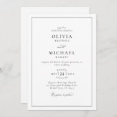 ミニマエレガントリストタイポグラフィ白黒結婚の 招待状 (正面/裏面)