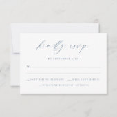 ミニマエレガントリストダスティブルーウェディングRSVPカード サンキューカード (正面)