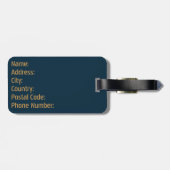 ミニマエレガントリストダークデニムブルーモノグラムデザイン ラゲッジタグ (裏面横)