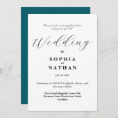 ミニマエレガントリストティール(緑がかった色)結婚式招待状 招待状 (正面/裏面)