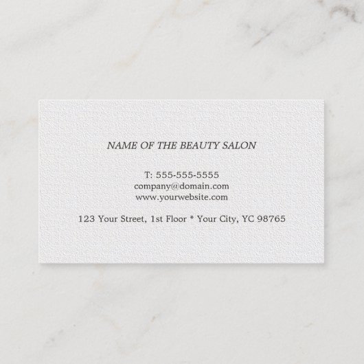 ミニマエレガントリストテクスチャー白髪とメイクアップ 名刺 (裏面)