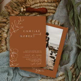 ミニマエレガントリストテラコッタカリフ結婚ァズ 招待状