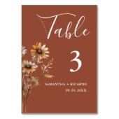ミニマエレガントリストテラコッタ山の花結婚の テーブルナンバー (裏面)