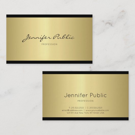 ミニマエレガントリストデザインモダン金ゴールドプロフェッショナル 名刺 (正面/裏面)