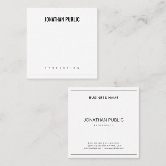 ミニマエレガントリストデザインモダンBWかわいらしプレーン スクエア名刺 (正面/裏面)