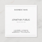 ミニマエレガントリストデザインモダンBWかわいらしプレーン スクエア名刺 (裏面)