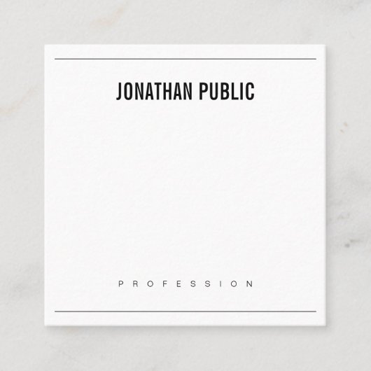 ミニマエレガントリストデザインモダンBWかわいらしプレーン スクエア名刺 (正面)