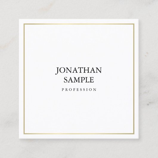 ミニマエレガントリストデザイン金ゴールドルッモダンププレーン スクエア名刺 (正面)