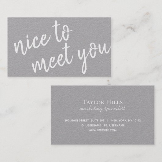 ミニマエレガントリストナイストゥミートグレイクラフト 名刺 (正面/裏面)