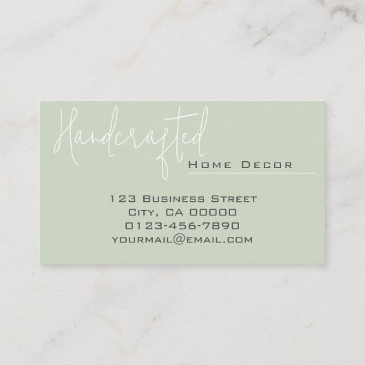 ミニマエレガントリストハンドメイド手作りミントグリーン 名刺 (裏面)