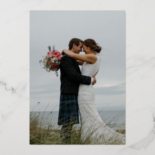 ミニマエレガントリストハートフォトウェディングパーティー 箔招待状 (裏面)