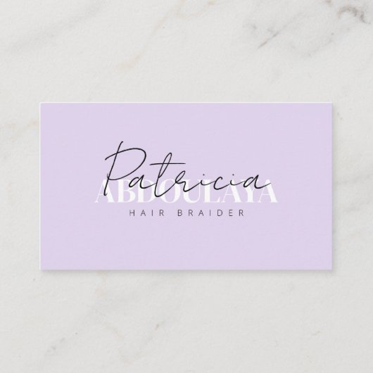 ミニマエレガントリストバイオレットトレンディーアイヘアブレイダー 名刺 (裏面)
