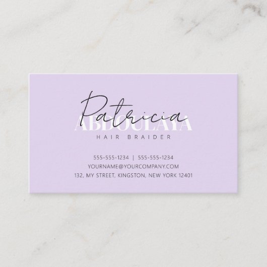 ミニマエレガントリストバイオレットトレンディーアイヘアブレイダー 名刺 (正面)