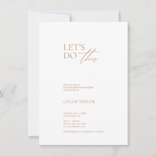 ミニマエレガントリストバチェロレッテ週末招待状 招待状 (正面)