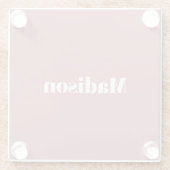 ミニマエレガントリストバラ金ゴールドのホワイトネーム ガラスコースター (裏面)