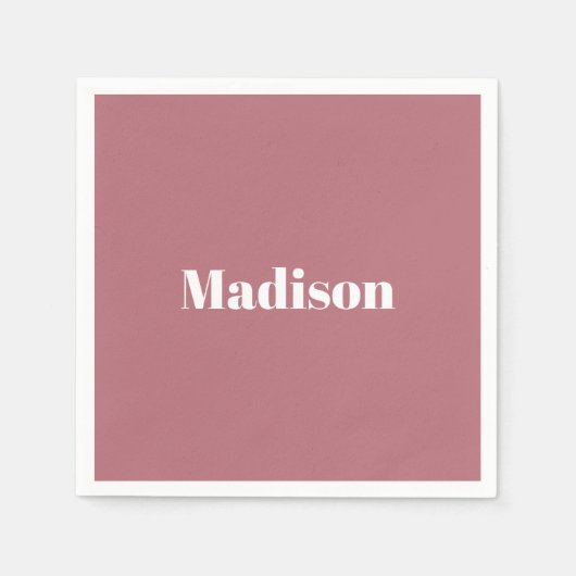 ミニマエレガントリストバラ金ゴールドのホワイトネーム スタンダードカクテルナプキン (正面)