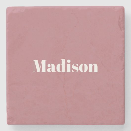 ミニマエレガントリストバラ金ゴールドのホワイトネーム ストーンコースター (正面)