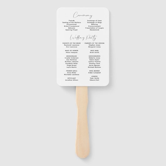 ミニマエレガントリストバーン結婚式 プログラム ハンドファン (裏面)