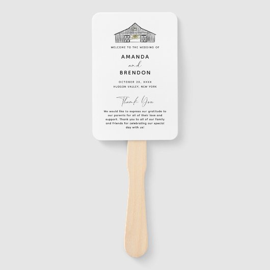 ミニマエレガントリストバーン結婚式 プログラム ハンドファン (正面)