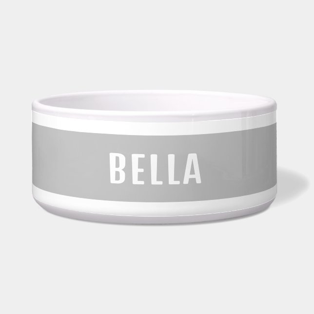 ミニマエレガントリストパーソナライズされたグレーペット ボウル (正面)