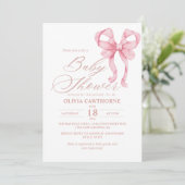 ミニマエレガントリストピンクボウ赤ちゃんシャワー 招待状 (スタンド正面)