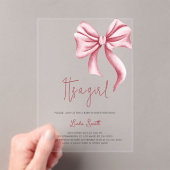 ミニマエレガントリストピンクボーガールベビーシャワー アクリル招待状 (インサイチュ (ポータブル))