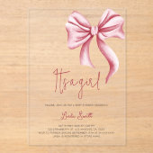 ミニマエレガントリストピンクボーガールベビーシャワー アクリル招待状 (正面)
