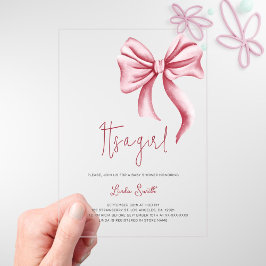 ミニマエレガントリストピンクボーガールベビーシャワー アクリル招待状